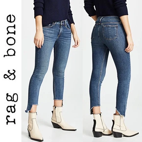 RAG & BONE Jeans Cate Step Hem Mid Rise Ankle Skinny in Hampton Size 24 - Picture 2 of 16